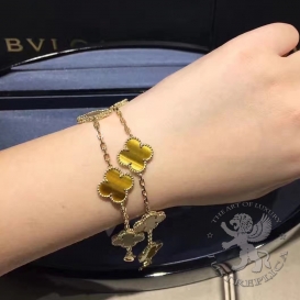 Van Cleef Arpels Bracelet Vintage Alhambra 5 motifs Tiger Eye