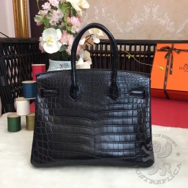 Hermes Birkin Crocodile Matte Niloticus 30cm So Black