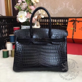 Hermes Birkin Crocodile Matte Niloticus 30cm So Black