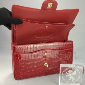 Chanel Classic Crocodile Medium 25.5cm Flame Red