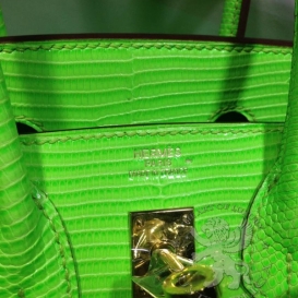 Hermes Birkin Lizard 25cm Green