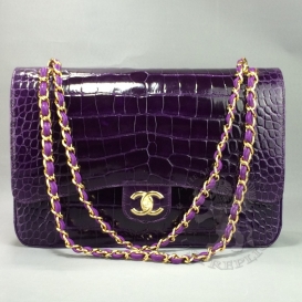 Chanel Classic Crocodile Maxi 33cm Purple