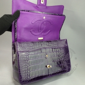 Chanel Classic Crocodile Maxi 33cm Purple