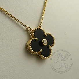Van Cleef & Arpels Necklace Vintage Alhambra Onyx with diamond