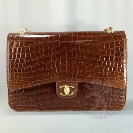 Chanel Classic Crocodile Maxi 33cm Brown