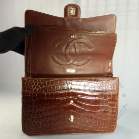 Chanel Classic Crocodile Maxi 33cm Brown