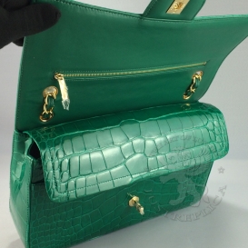 Chanel Classic Crocodile Jumbo 30.5cm Green