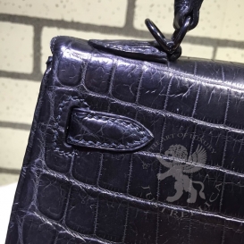 Hermes Kelly Crocodile Matte Niloticus 25cm Retourne So Black