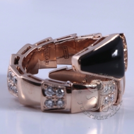 Bulgari Ring Serpenti Diamond And Onyx Head