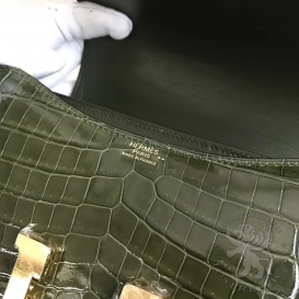Hermes Constance Crocodile Shiny Niloticus 18cm Vert Veronese 6H