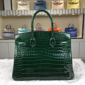 Hermes Birkin Crocodile Shiny Porosus 30cm Vert Emeraude