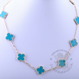 Van Cleef & Arpels Necklace Alhambra Turquoise 10 motifs