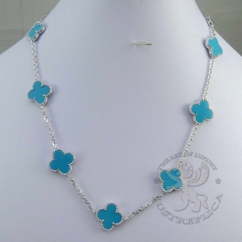 Van Cleef & Arpels Necklace Alhambra Turquoise 10 motifs