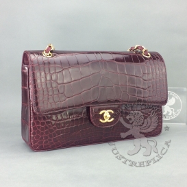 Chanel Classic Crocodile Jumbo 30.5cm Burgundy