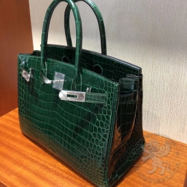 Hermes Birkin Crocodile Shiny Porosus 30cm Vert Fonce 67