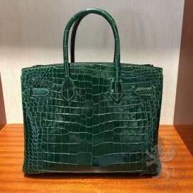 Hermes Birkin Crocodile Shiny Porosus 30cm Vert Fonce 67