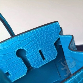 Hermes Birkin Crocodile Shiny Porosus 30cm Turquoise PHW