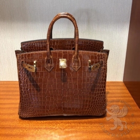 Hermes Birkin Crocodile Shiny Porosus 30cm  Miel 33