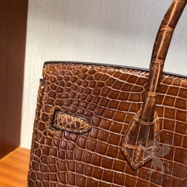 Hermes Birkin Crocodile Shiny Porosus 30cm  Miel 33