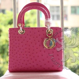 Lady Dior 23cm Ostrich Pink