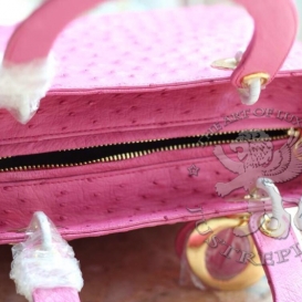 Lady Dior 23cm Ostrich Pink