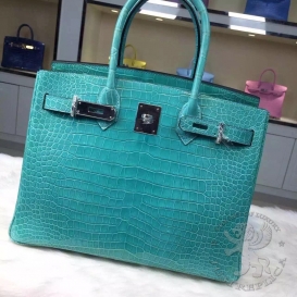 Hermes Birkin Crocodile Shiny Porosus 30cm Lagon 7V