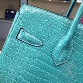 Hermes Birkin Crocodile Shiny Porosus 30cm Lagon 7V