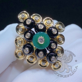 Van Cleef Arpels Ring Bouton d'or Chrysoprase Onyx 23D
