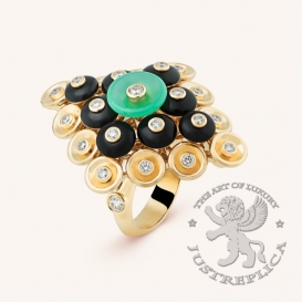 Van Cleef Arpels Ring Bouton d'or Chrysoprase Onyx 23D
