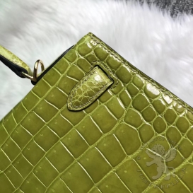 Hermes Kelly Crocodile Shiny Porosus 28cm Anis Green