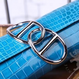 Hermes Egee Clutch 24cm Crocodile Shiny Niloticus Shiny 7W Blue izmir