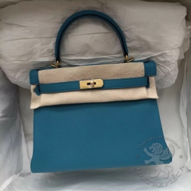 Hermes Kelly Togo 28cm 7B Turquoise