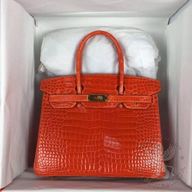 Hermes Birkin Crocodile Shiny Porosus 30cm Capucine