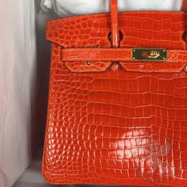 Hermes Birkin Crocodile Shiny Porosus 30cm Capucine