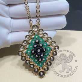 Van Cleef Arpels Necklace Bouton d'or pendant Detachable clip Chrysoprase Onyx 57D