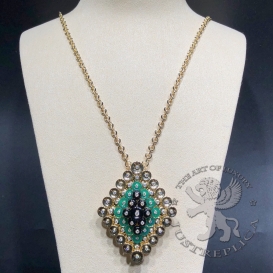 Van Cleef Arpels Necklace Bouton d'or pendant Detachable clip Chrysoprase Onyx 57D