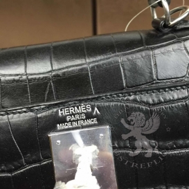 Hermes Kelly Crocodile Matte Porosus 25cm Retourne So Black