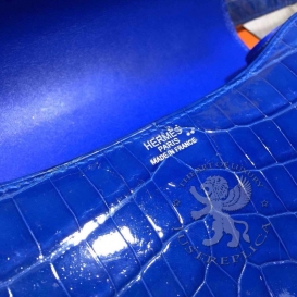 Hermes Constance Crocodile Shiny Niloticus 23cm Blue