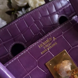 Hermes Birkin Crocodile Shiny Porosus 30cm Anemone