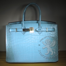 Hermes Birkin Crocodile Himalaya 35cm Blue