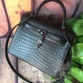 Hermes Kelly Crocodile Matte Porosus 28cm So Black