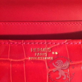 Hermes Constance Crocodile Shiny Niloticus 26cm Double Gusset Rouge Casaque