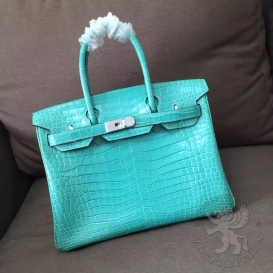 Hermes Birkin Crocodile Shiny Porosus 30cm 7V Lagon