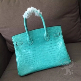 Hermes Birkin Crocodile Shiny Porosus 30cm 7V Lagon