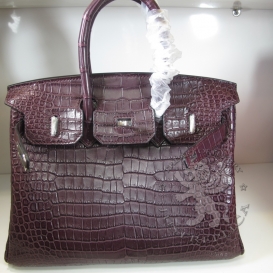 Hermes Birkin Crocodile Matte Porosus 25cm Cherry