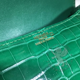 Hermes Constance Crocodile Shiny Alligator 23cm Malachite