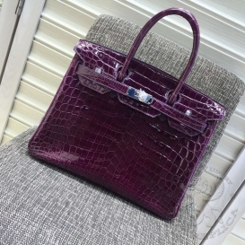 Hermes Birkin Crocodile Shiny Niloticus 30cm Purple
