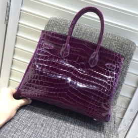 Hermes Birkin Crocodile Shiny Niloticus 30cm Purple
