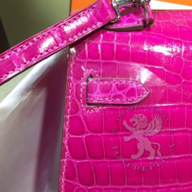 Hermes Kelly Crocodile Shiny Niloticus 20cm Fuchsia