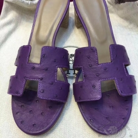 Hermes Heels Slippers Ostrich